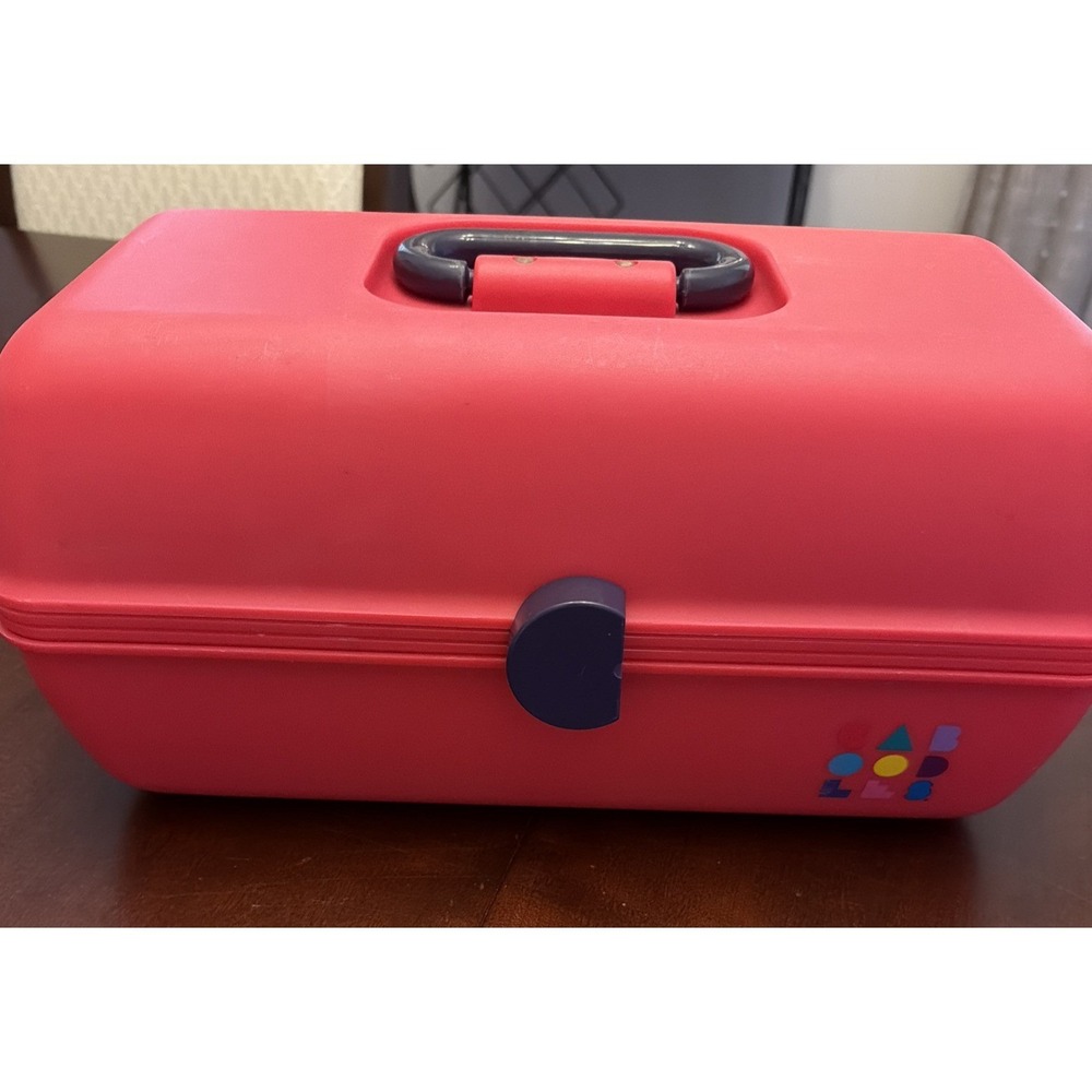 Vintage Caboodles 2632 Makeup Case Pink Purple Mirror Cantilever Tray 90s Retro